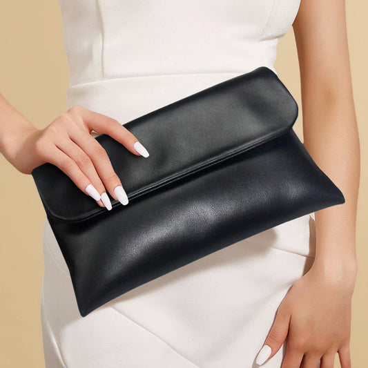 Classic Black Envelope Clutch