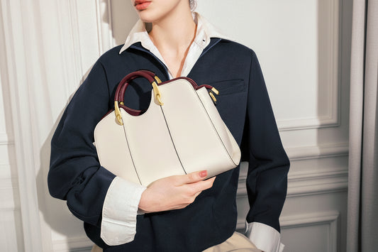 Ivory Bordeaux Arc Tote