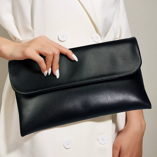 Classic Black Envelope Clutch